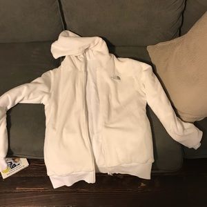 White Northface zip up hoodie